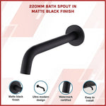 220mm Bath Spout in Matte Black Finish - Furniture > Bathroom > Bathtubs
