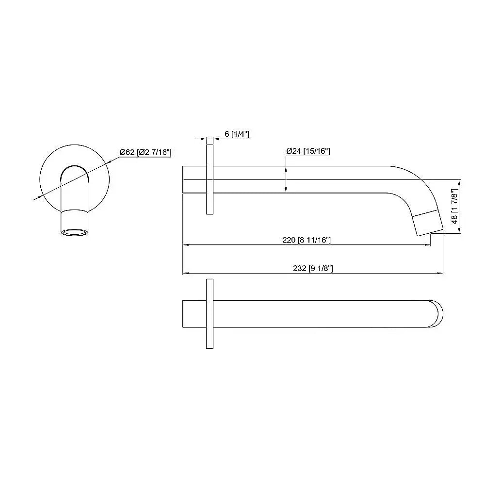 220mm Bath Spout in Polished Chrome Finish - Furniture > Bathroom > Bathtubs