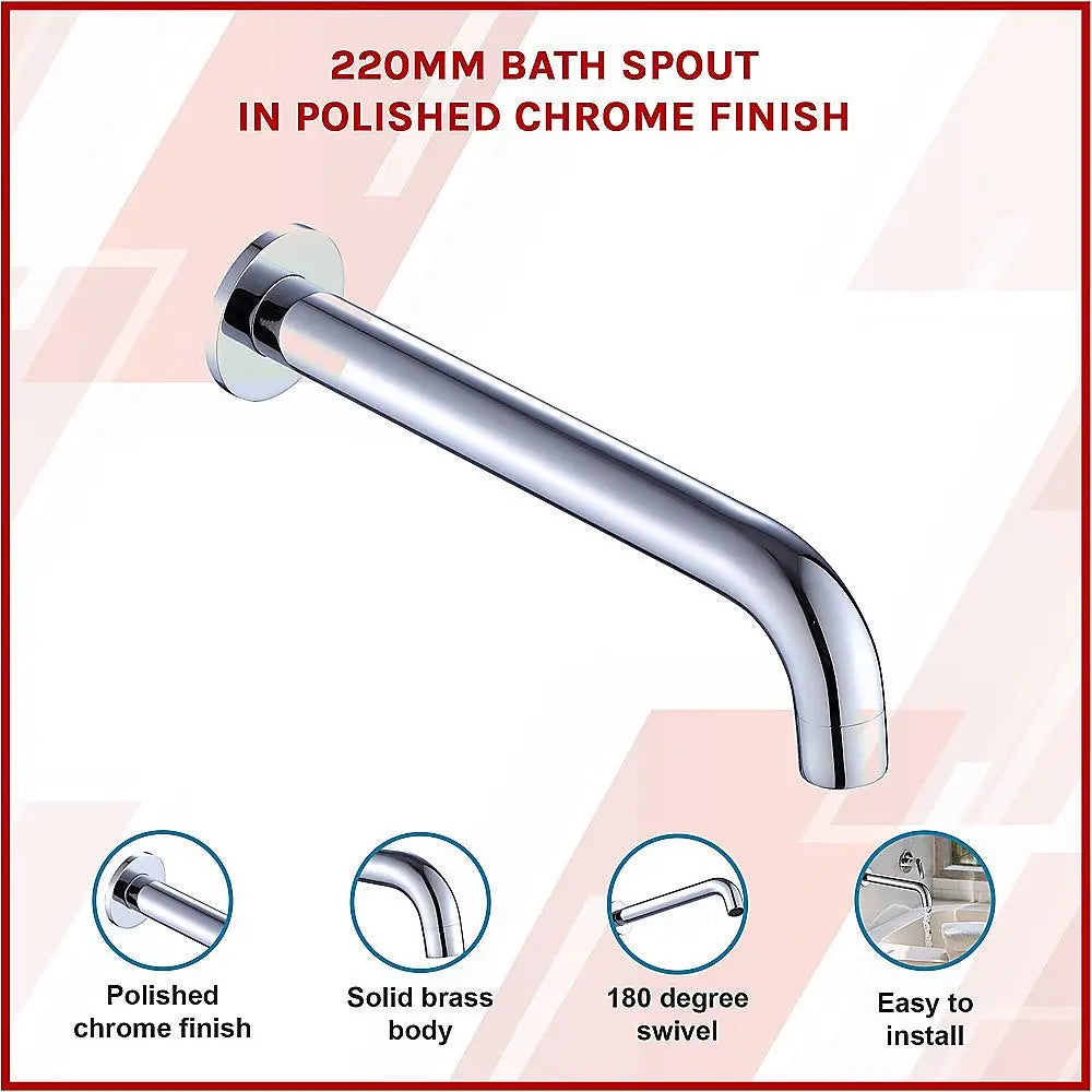 220mm Bath Spout in Polished Chrome Finish - Furniture > Bathroom > Bathtubs