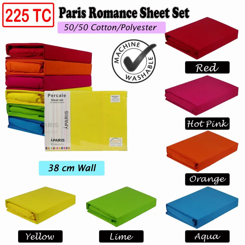 225TC Paris Romance Sheet Set Red DOUBLE - Home & Garden > Bedding
