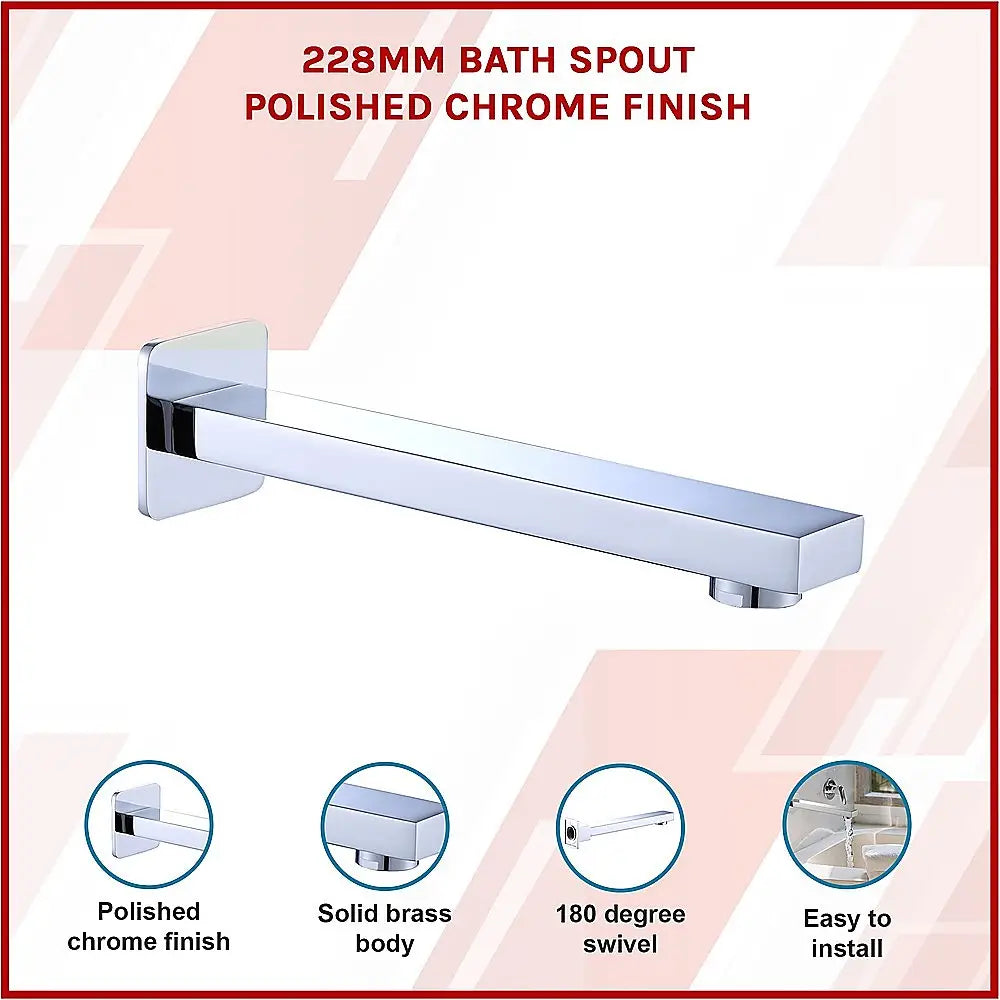 228mm Bath Spout Polished Chrome Finish - Furniture > Bathroom > Bathtubs
