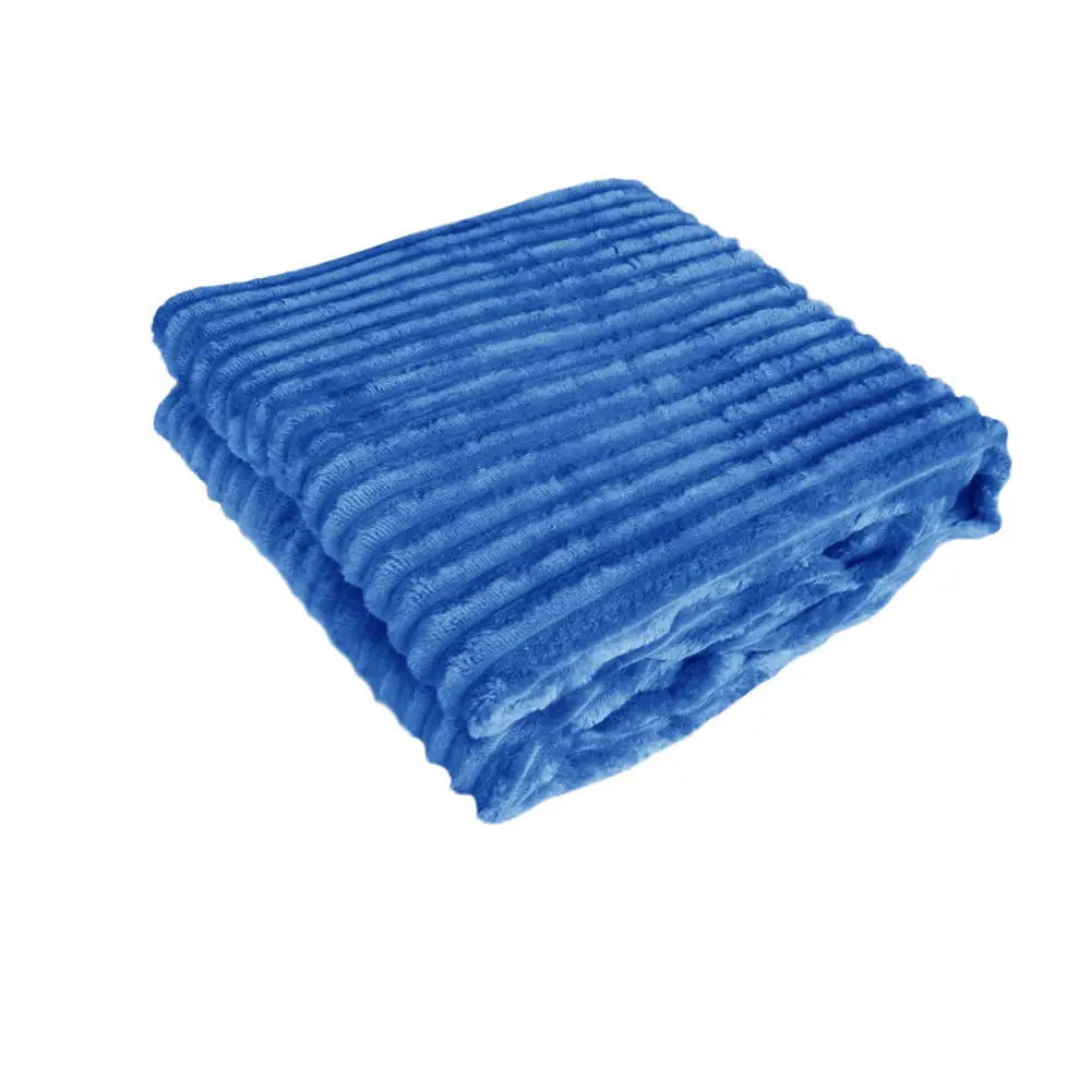 240GSM Corduroy Striped Throw Rug Blue - Home & Garden > Bedding
