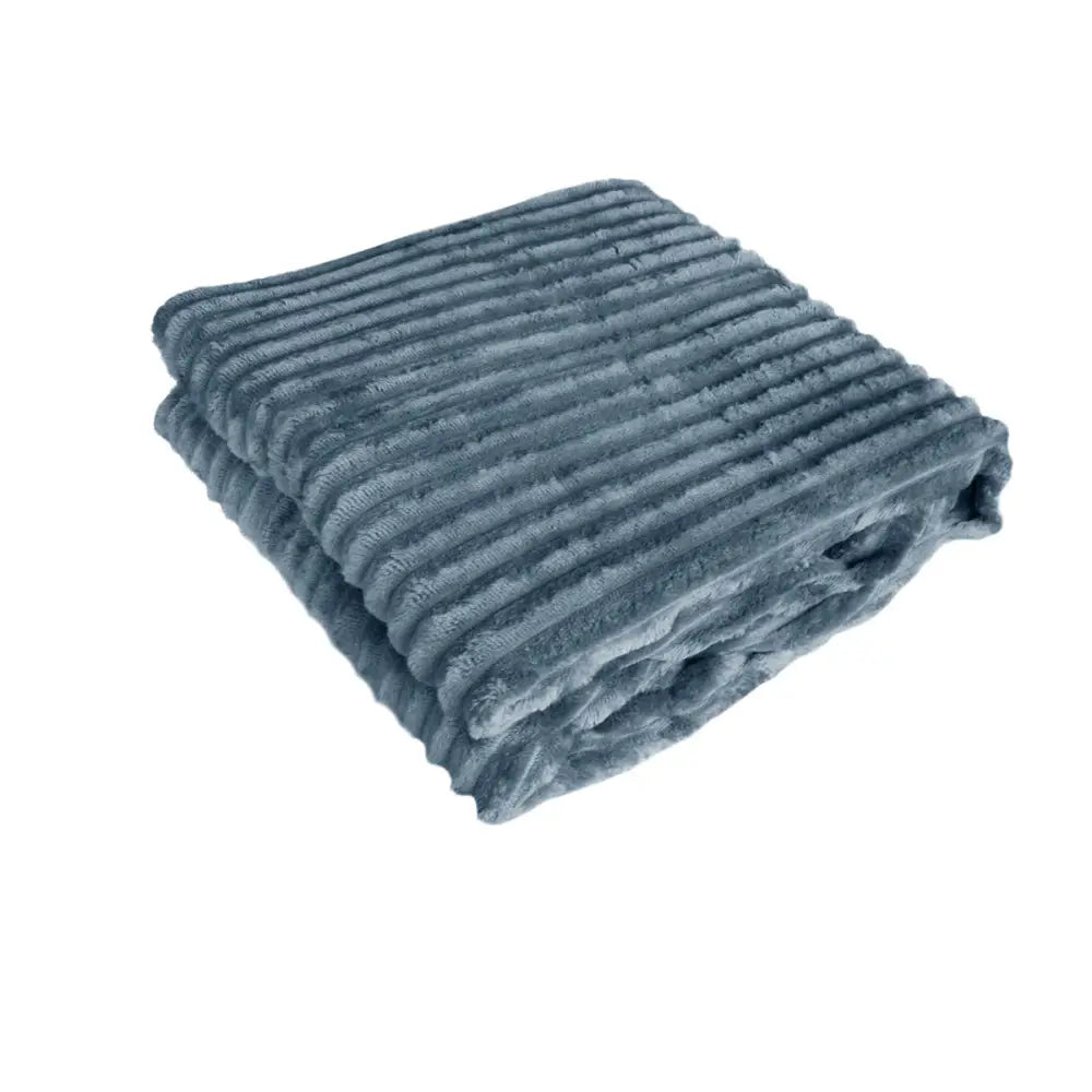 240GSM Corduroy Striped Throw Rug Charcoal - Home & Garden > Bedding