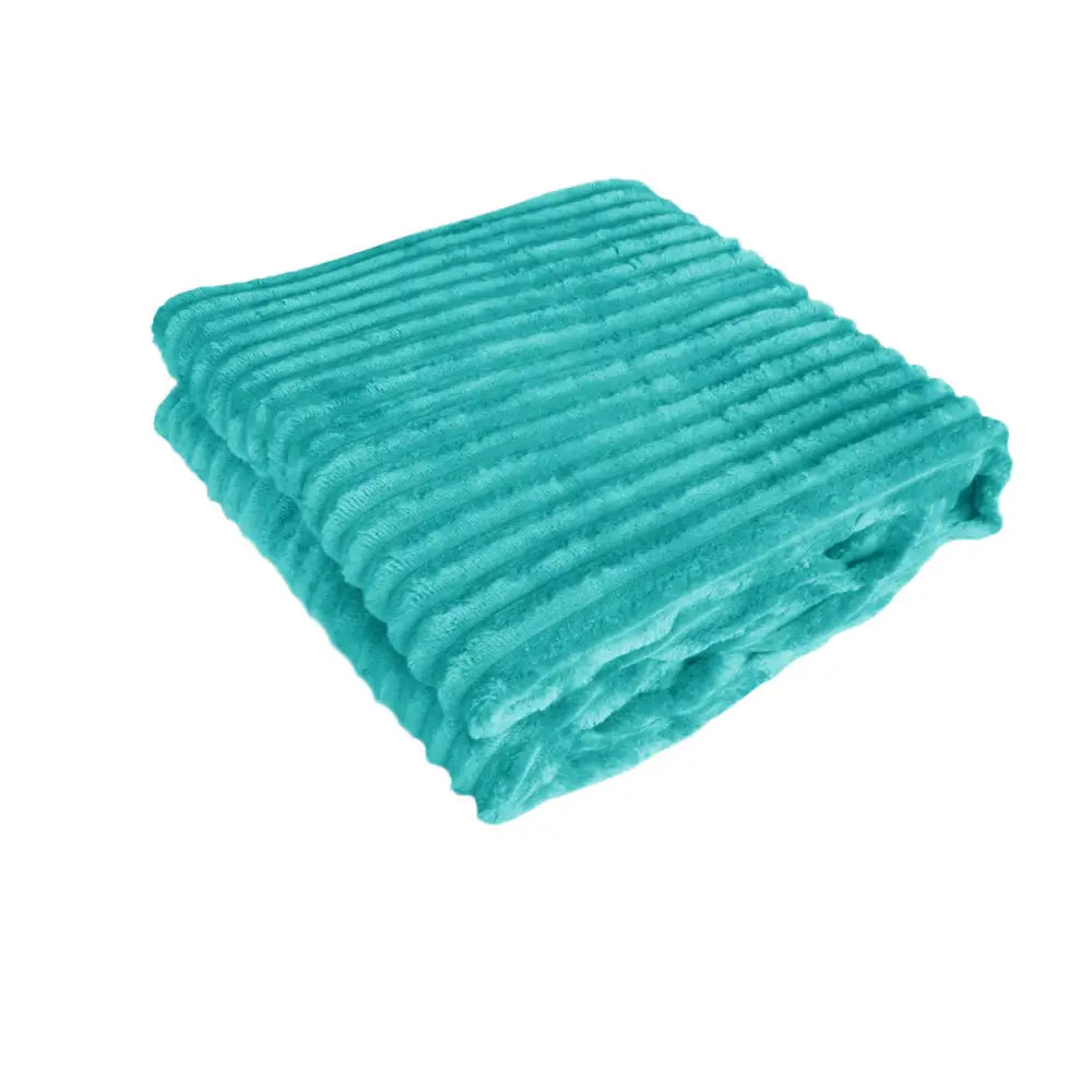 240GSM Corduroy Striped Throw Rug Emerald Green - Home & Garden > Bedding