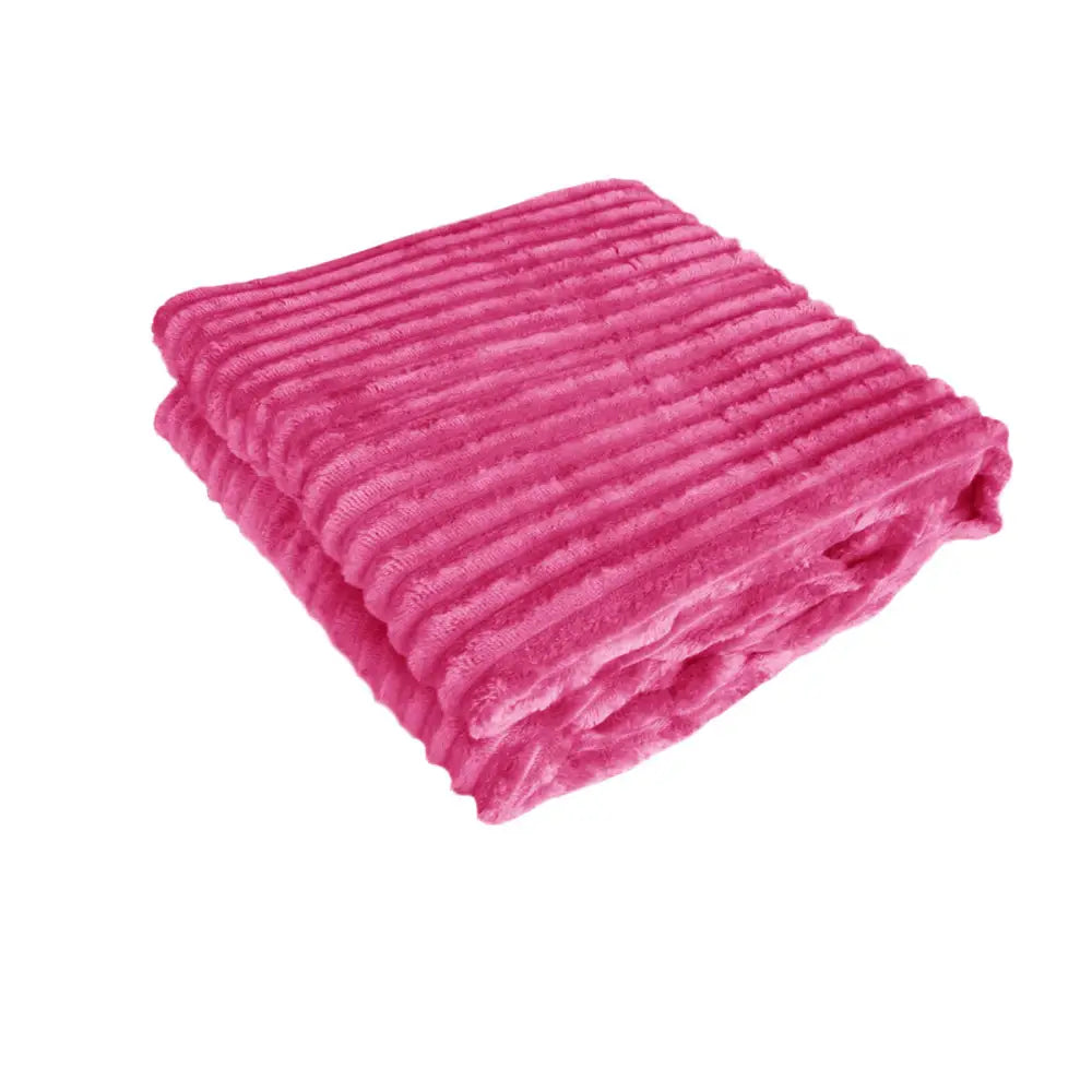 240GSM Corduroy Striped Throw Rug Pink - Home & Garden > Bedding