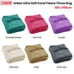 240GSM Urban Ultra Soft Coral Fleece Throw Rug 120 x 150cm Charcoal - Home & Garden > Bedding