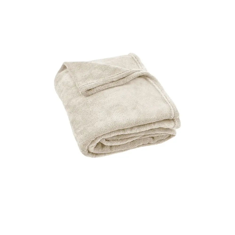 240GSM Urban Ultra Soft Coral Fleece Throw Rug 120 x 150cm Oatmeal - Home & Garden > Bedding