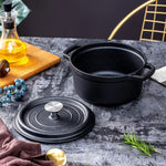24cm Pre-seasoned NonStick Cast Iron Dutch Oven Handles Lid Skillet Cookware Braising Pot Pan Casserole - Home & Garden