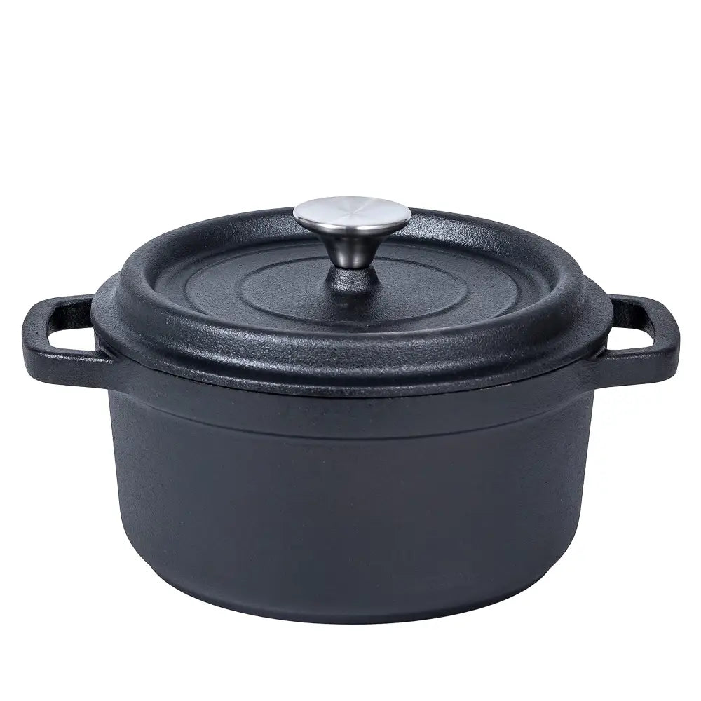 24cm Pre-seasoned NonStick Cast Iron Dutch Oven Handles Lid Skillet Cookware Braising Pot Pan Casserole - Home & Garden
