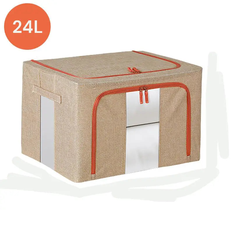 24L Cloth Storage Box Closet Organizer Storage Bags Clothes Storage Bags Wardrobe Organizer Idea CREAM - Home & Garden