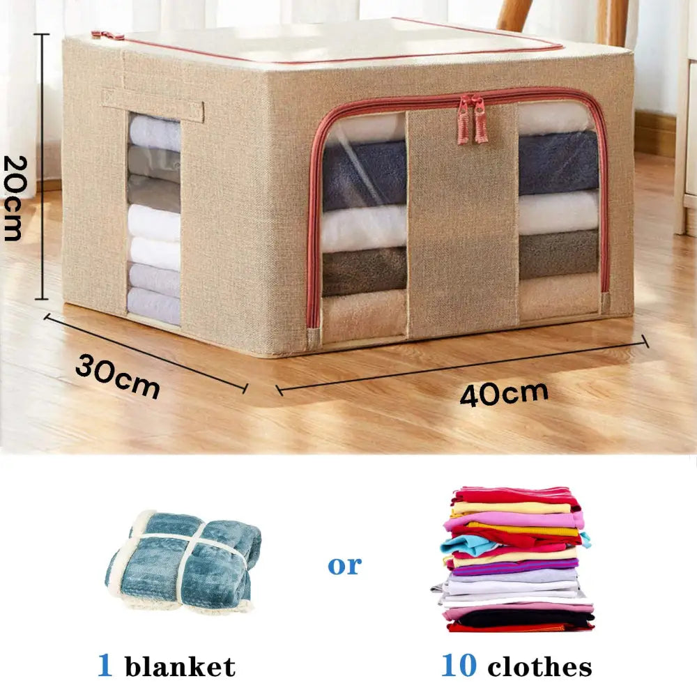 24L Cloth Storage Box Closet Organizer Storage Bags Clothes Storage Bags Wardrobe Organizer Idea CREAM - Home & Garden