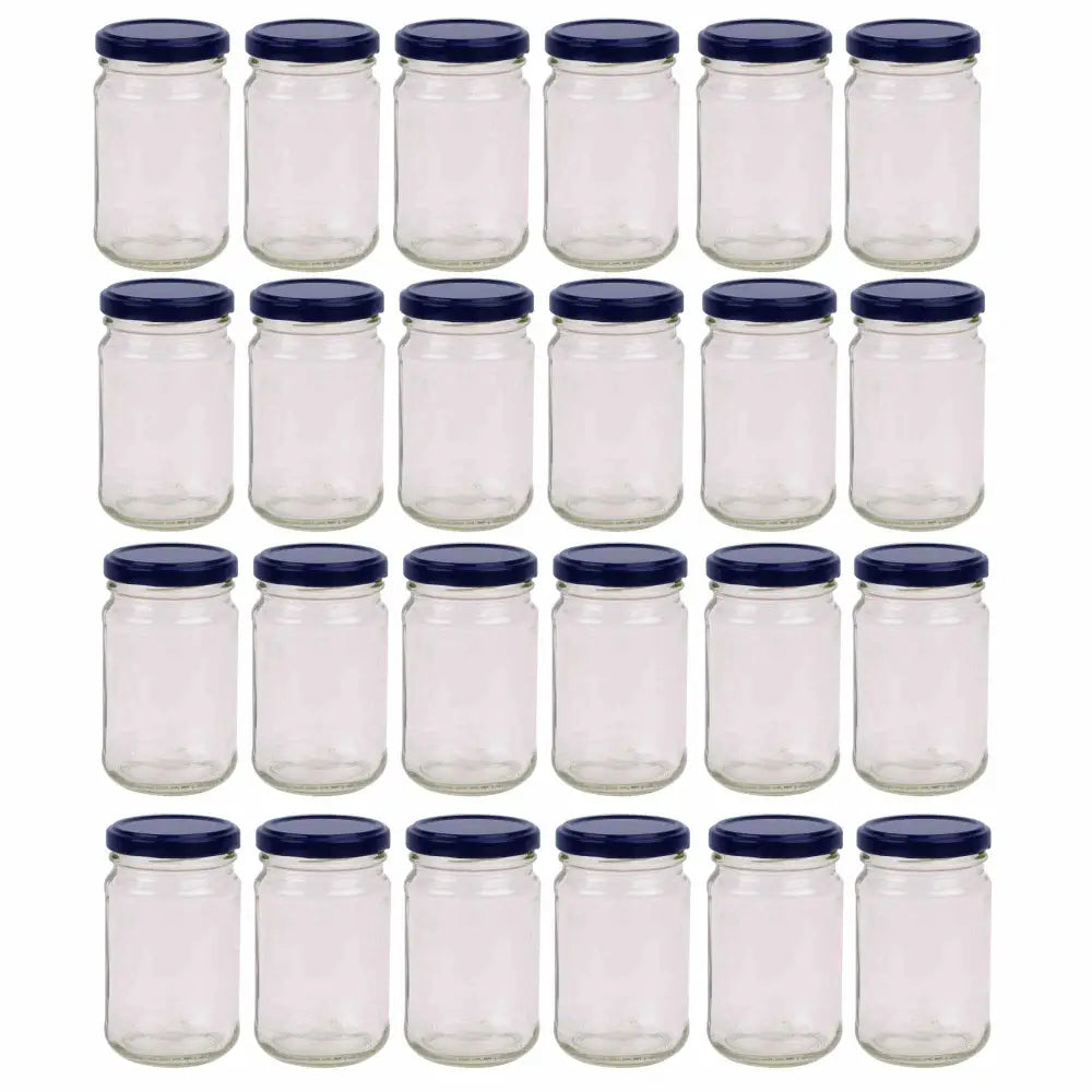 24x 375ml Flint Glass Jars + Twist Lids - Round Food Storage Preserving Jar - Home & Garden > Storage