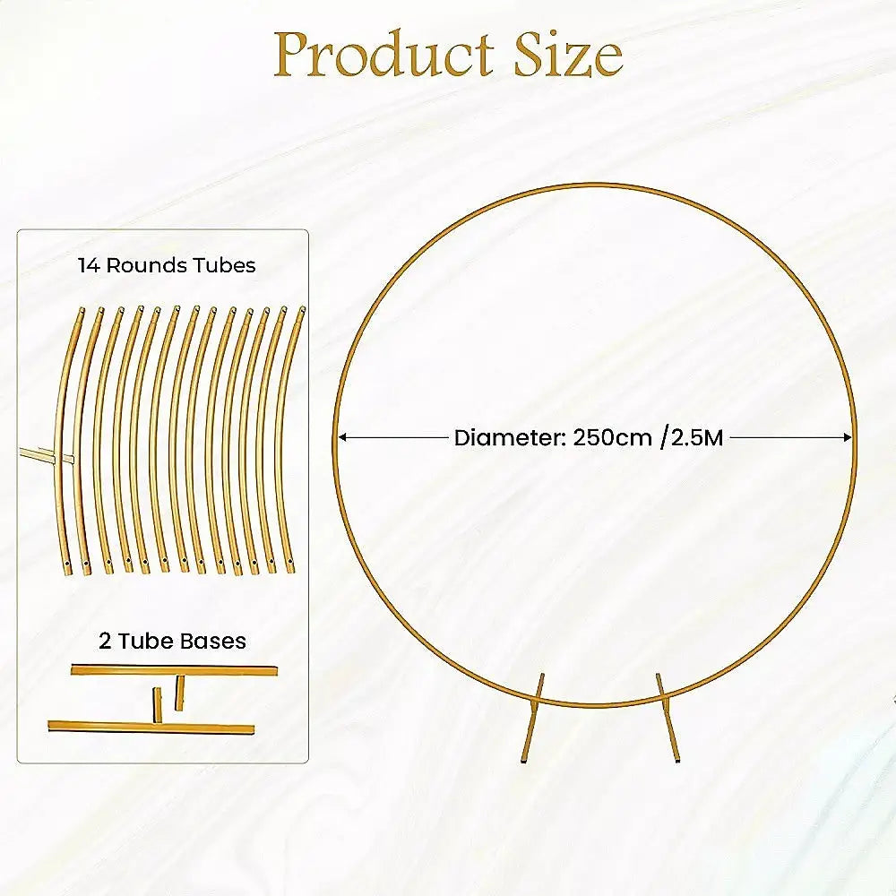 250cm Round Balloon Arch Frame Stand Gold - Home & Garden > Garden Tools > Gardening Accessories