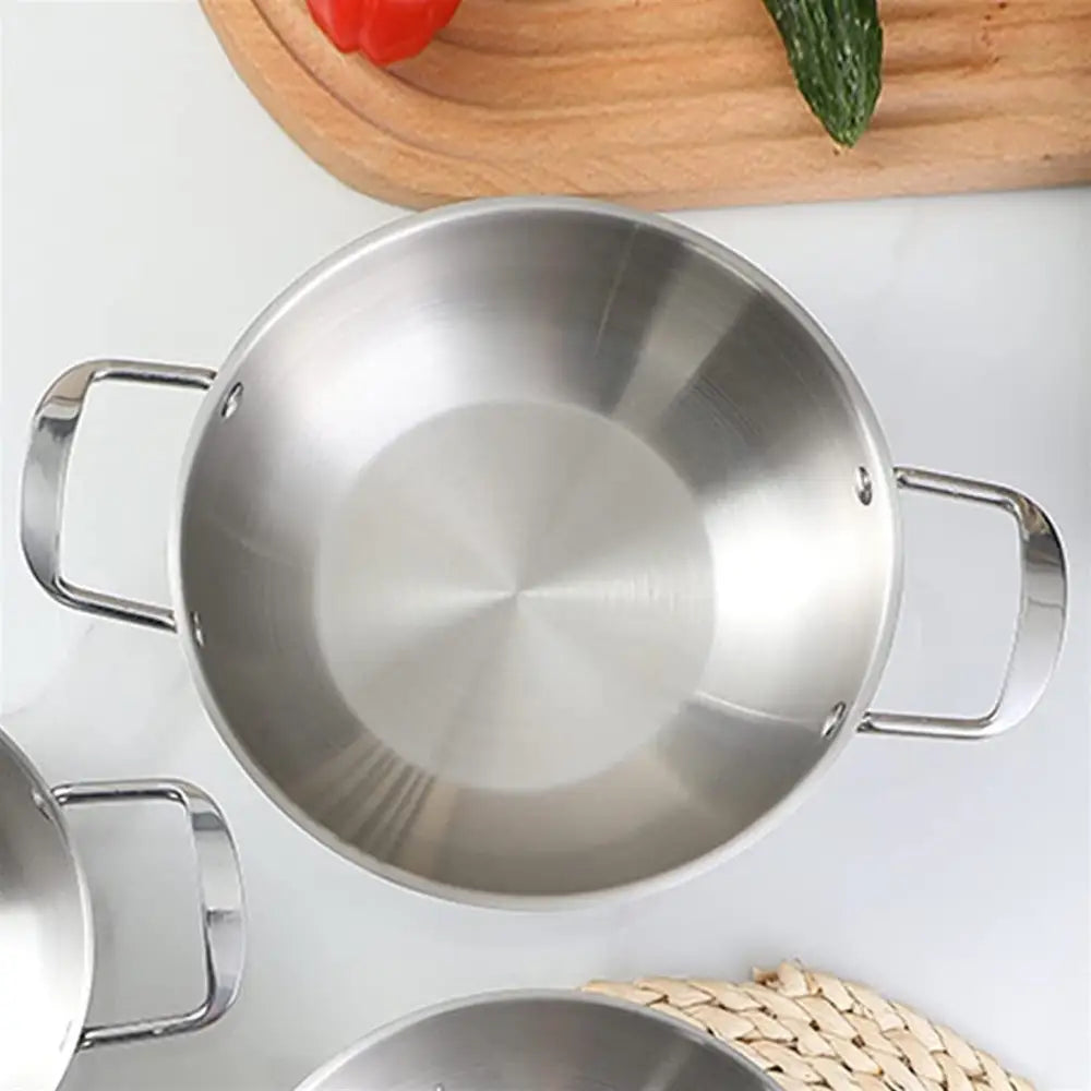 26cm seafood Silver Paella Pan with Riveted Chrome Plated Handles Dishwasher Safe - Home & Garden > Kitchenware