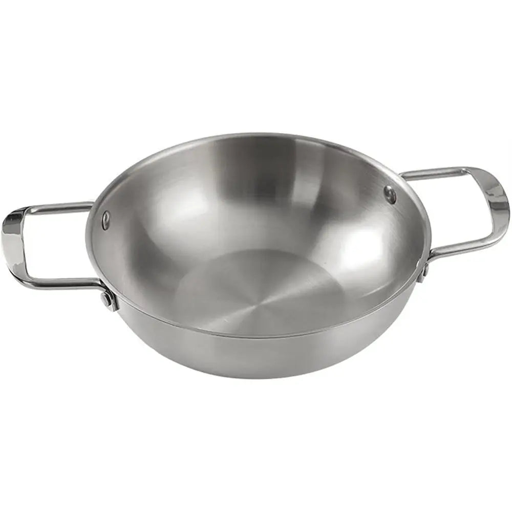 26cm seafood Silver Paella Pan with Riveted Chrome Plated Handles Dishwasher Safe - Home & Garden > Kitchenware