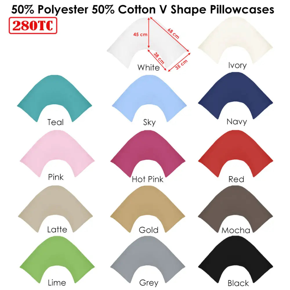 280TC Polyester Cotton V Shape Pillowcase Navy - Home & Garden > Bedding