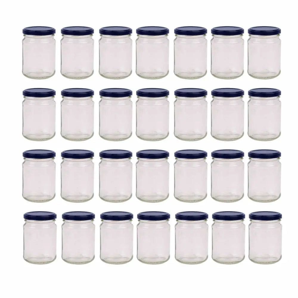 28x 250ml Flint Glass Jars + Twist Lids - Round Food Storage Small Spices - Home & Garden > Storage