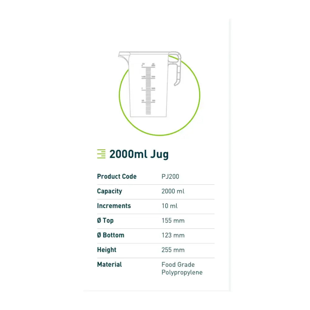 2L Measuring Jug Heavy Duty Clear Plastic Propylene Food Grade BPA 5 Pro-Jug - Home & Garden > Kitchenware