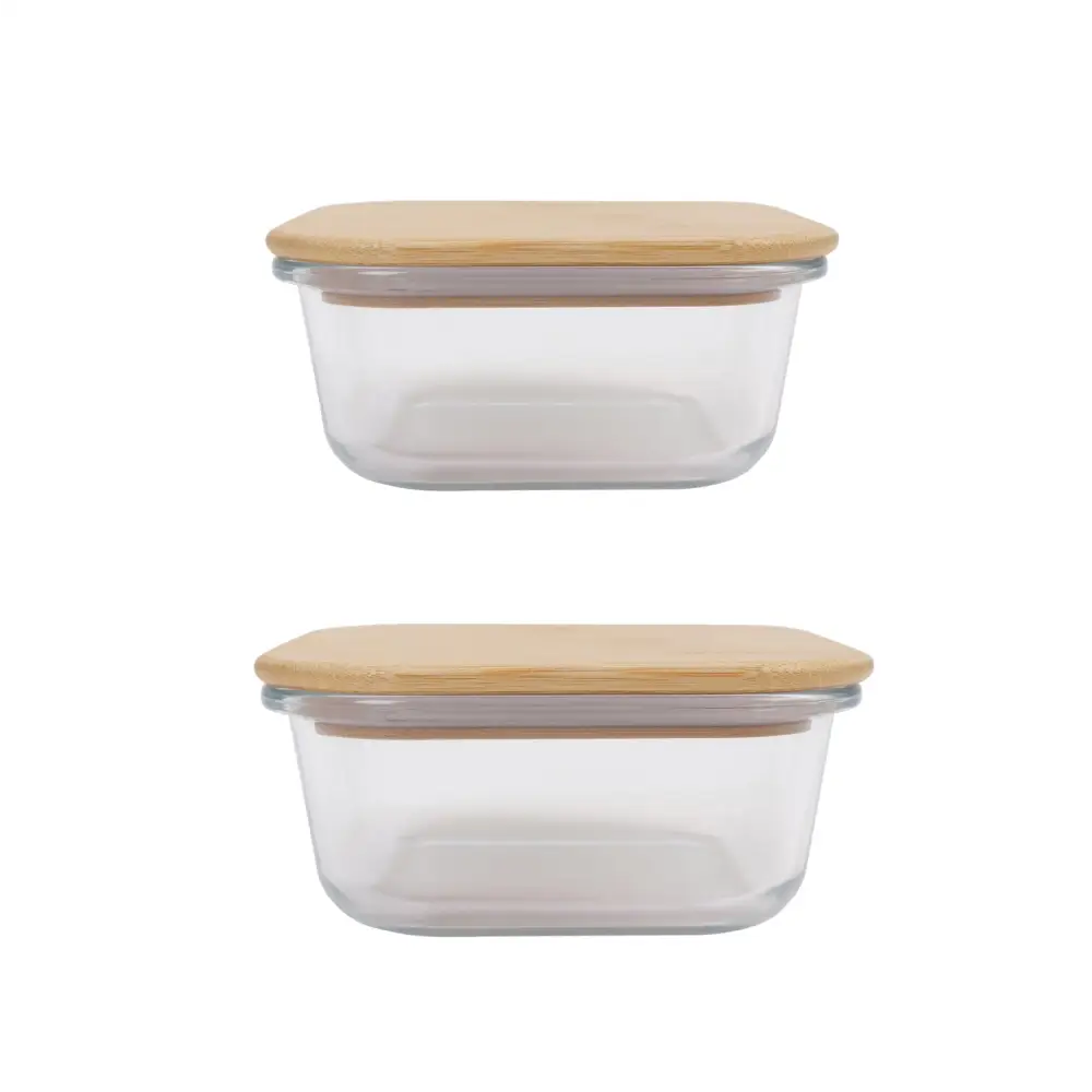 2pc Bamboo Cover Food Container Medium and Large - Home & Garden > Kitchenware > Food Storage