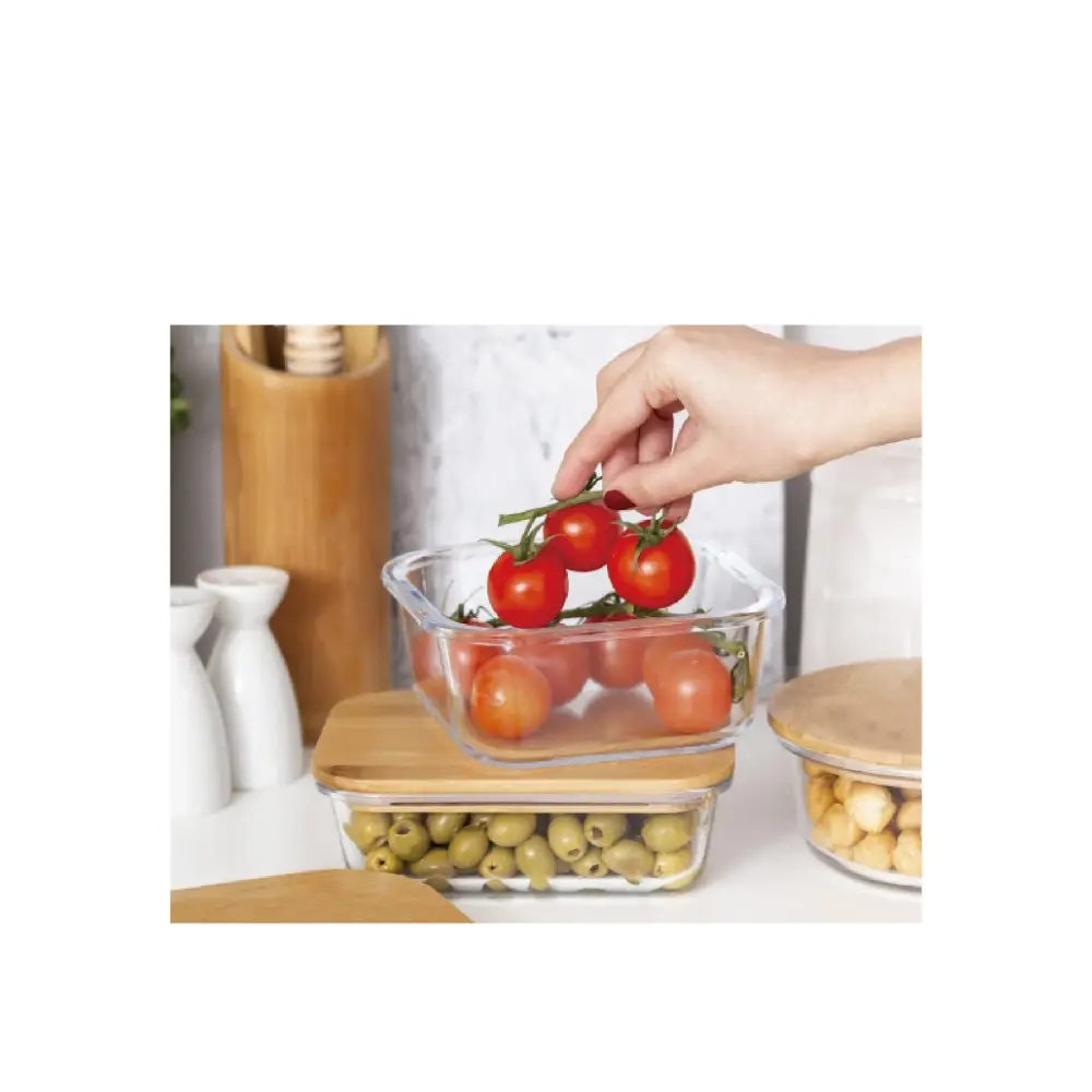 2pc Bamboo Cover Food Container Medium and Large - Home & Garden > Kitchenware > Food Storage