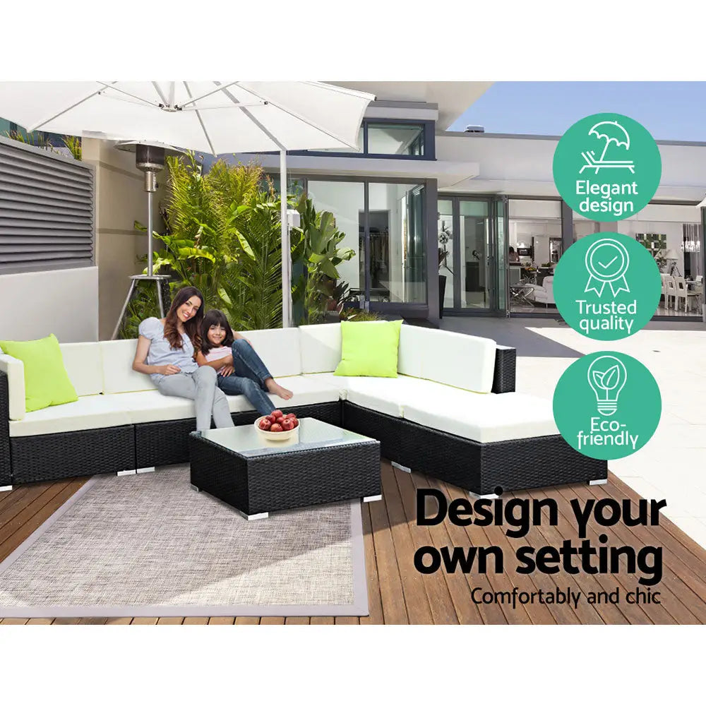 2PC Gardeon Outdoor Furniture Sofa Set Wicker Rattan Garden Lounge Chair Setting - Furniture > Outdoor