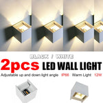 2PCS 12W LED Wall Light Waterproof Up Down Lamp Cube Sconce Yard Indoor Outdoor - Home & Garden > Garden Lights