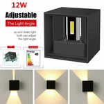 2PCS 12W LED Wall Light Waterproof Up Down Lamp Cube Sconce Yard Indoor Outdoor - Home & Garden > Garden Lights