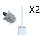2PCS Bathroom Silicone Bristles Toilet Brush with Holder Creative Cleaning Brush - Home & Garden > Bathroom Accessories