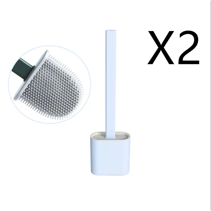 2PCS Bathroom Silicone Bristles Toilet Brush with Holder Creative Cleaning Brush - Home & Garden > Bathroom Accessories