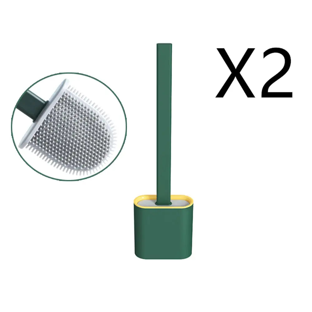 2PCS Bathroom Silicone Bristles Toilet Brush with Holder Creative Cleaning Brush - Home & Garden > Bathroom Accessories