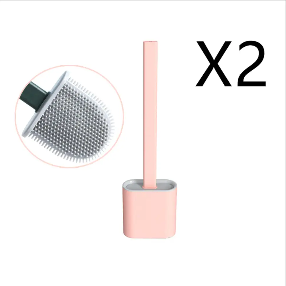 2PCS Bathroom Silicone Bristles Toilet Brush with Holder Creative Cleaning Brush - Home & Garden > Bathroom Accessories