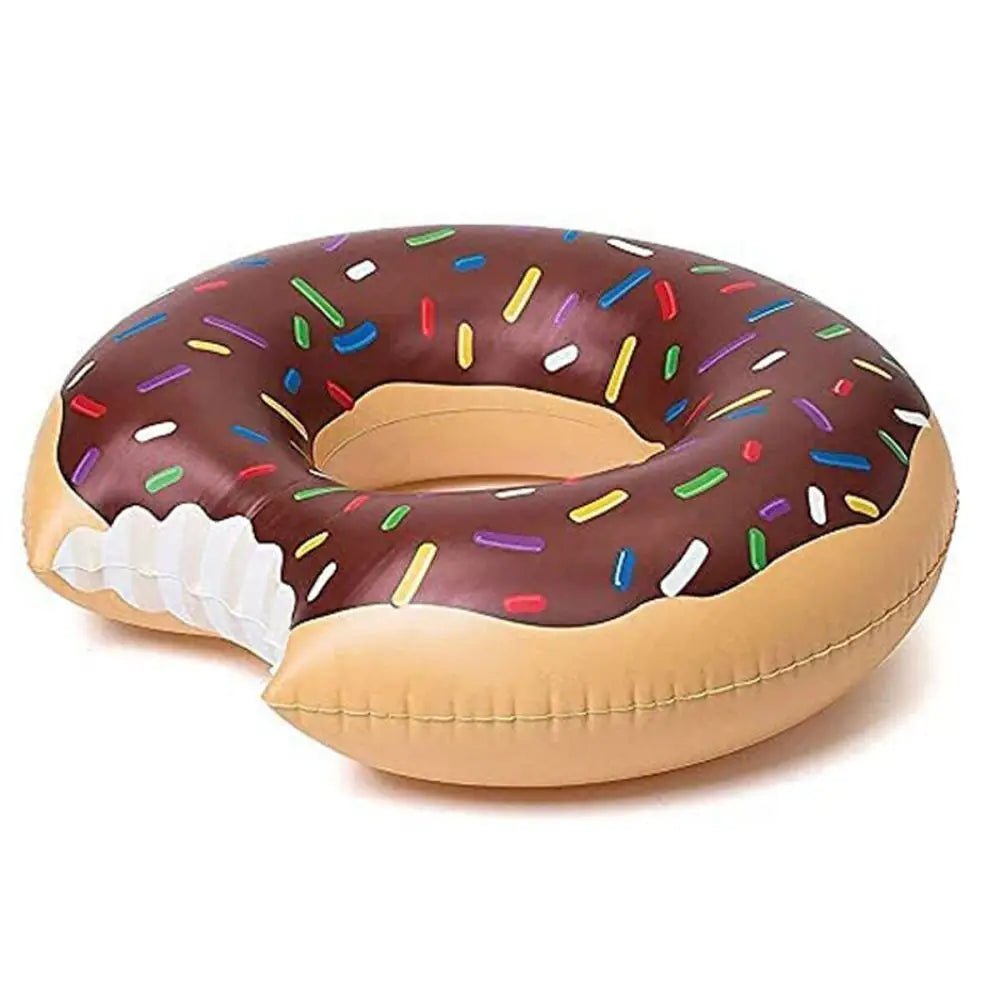 2pcs Coffee Inflatable Giant Donut Raft Swim Ring Float Swimming Pool Beach Pink Coff 90CM - Home & Garden > Pool &