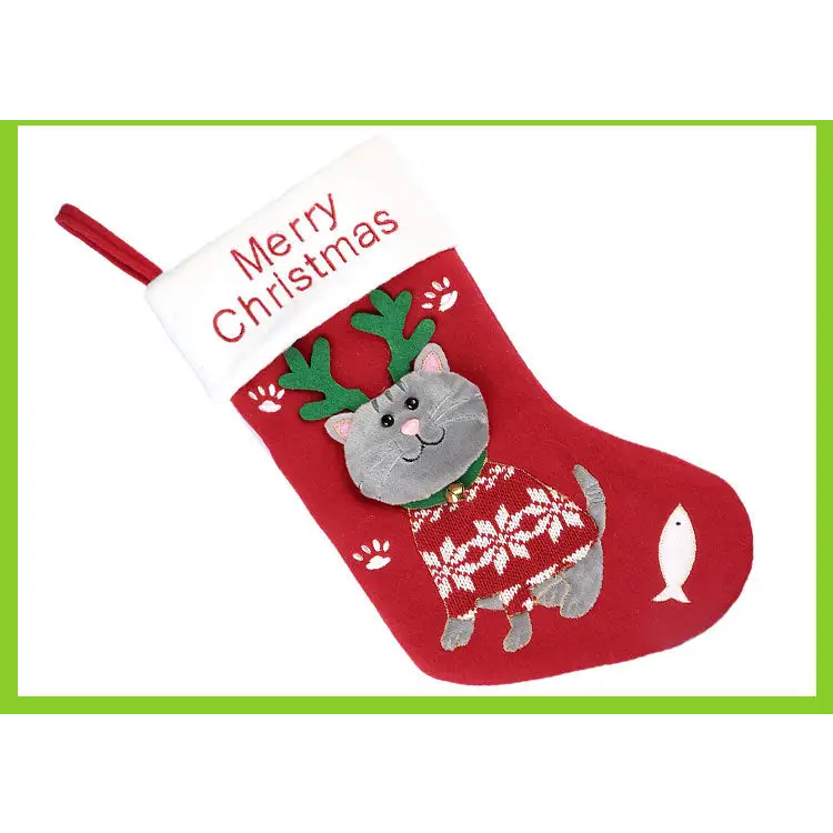 2pcs cute cat christmas stockings cartoon christmas socks gift bag christmas decoration socks christmas tree pendant