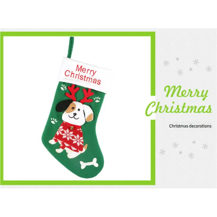 2pcs cute dog christmas stockings cartoon christmas socks gift bag christmas decoration socks christmas tree pendant