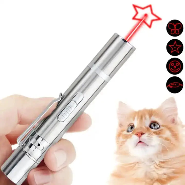 2PCS USB Rechargeable Multifunctional Laser Pointer for Cats - Interactive Toy with Star and Butterfly Patterns - Pet