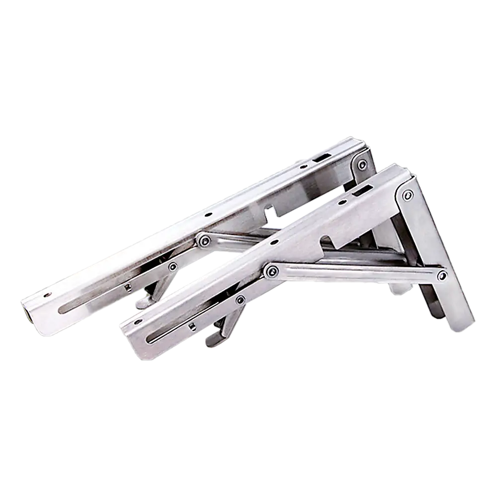 2x 10’’ Stainless Steel Folding Table Bracket Shelf Bench 50kg Load Heavy Duty - Furniture > Office