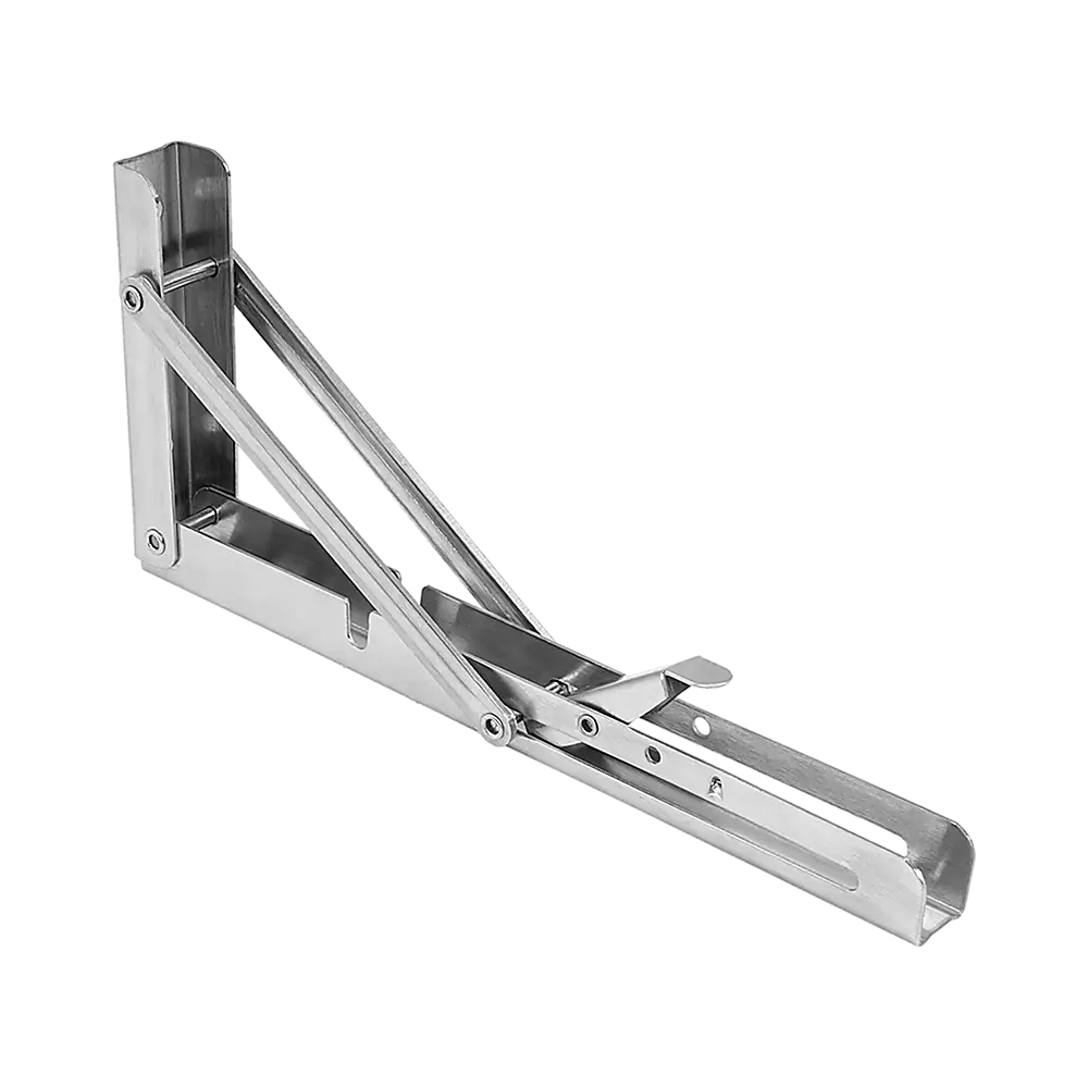 2x 10’’ Stainless Steel Folding Table Bracket Shelf Bench 50kg Load Heavy Duty - Furniture > Office