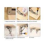 2x 10’’ Stainless Steel Folding Table Bracket Shelf Bench 50kg Load Heavy Duty - Furniture > Office