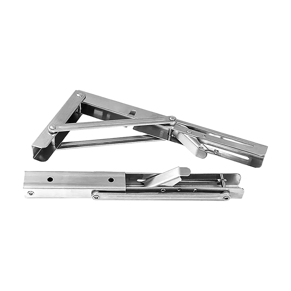 2x 10’’ Stainless Steel Folding Table Bracket Shelf Bench 50kg Load Heavy Duty - Furniture > Office