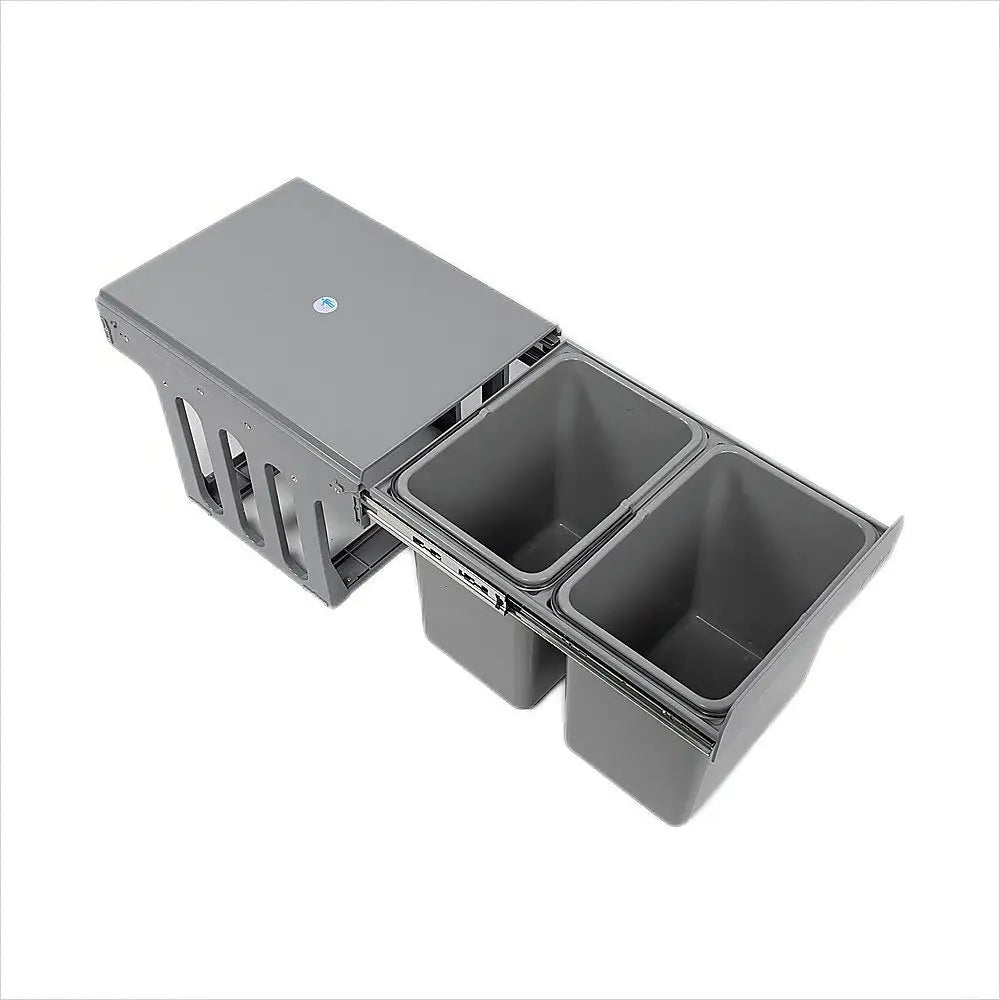 2x 15L Pull Out Trash Bin Dual Kitchen Garbage Waste Basket Bin - Home & Garden > Kitchenware