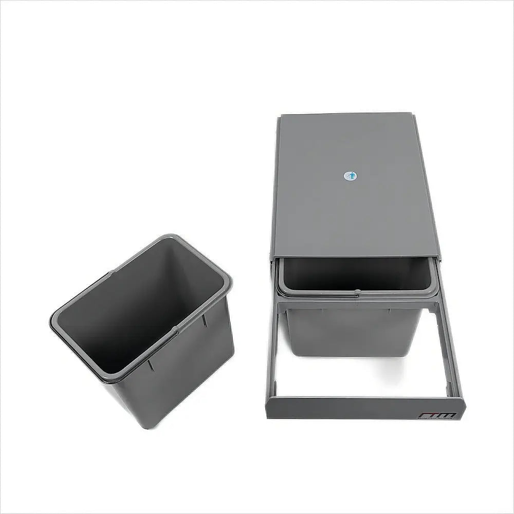 2x 15L Pull Out Trash Bin Dual Kitchen Garbage Waste Basket Bin - Home & Garden > Kitchenware