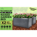 2X 2-in-1 Raised Garden Bed Galvanised Steel Planter 320 x 80 x 77cm GREY - Home & Garden > Garden Beds