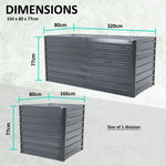 2X 2-in-1 Raised Garden Bed Galvanised Steel Planter 320 x 80 x 77cm GREY - Home & Garden > Garden Beds