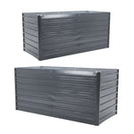 2X 2-in-1 Raised Garden Bed Galvanised Steel Planter 320 x 80 x 77cm GREY - Home & Garden > Garden Beds