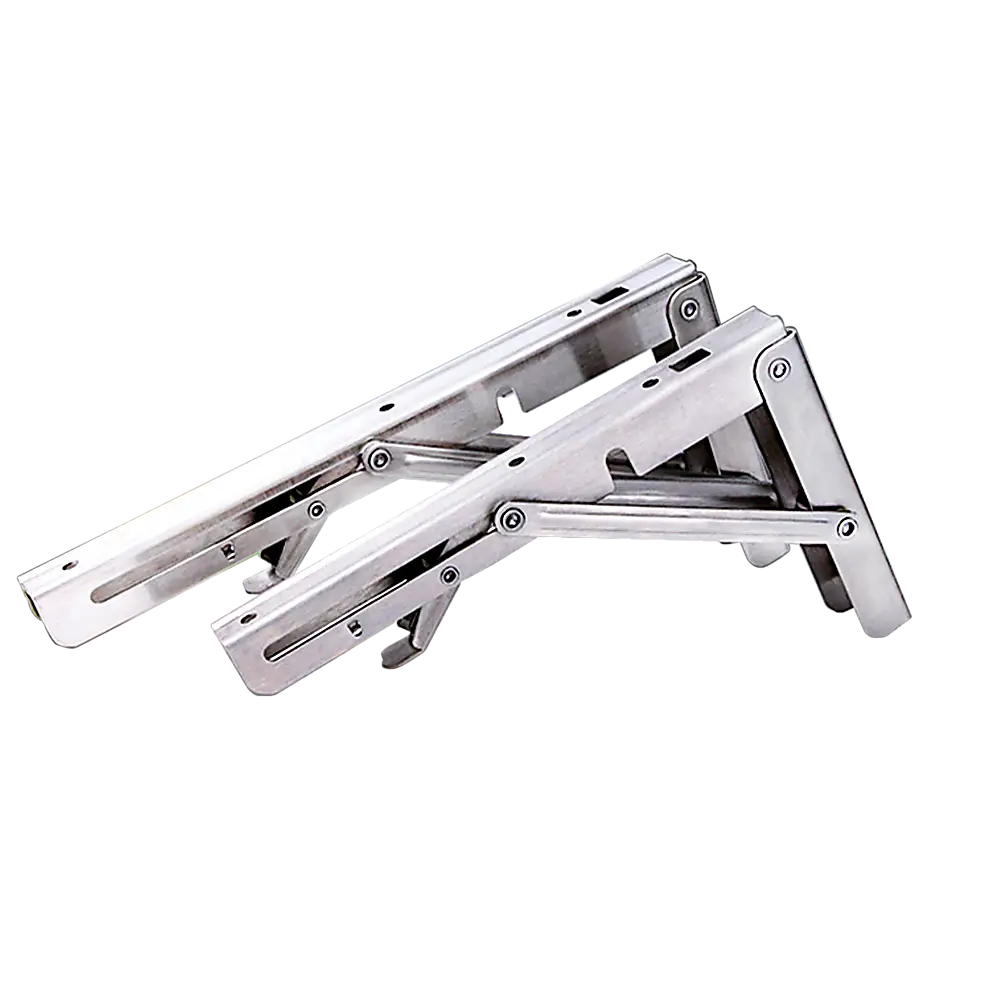 2x 20’’ Stainless Steel Folding Table Bracket Shelf Bench 50kg Load Heavy Duty - Furniture > Office