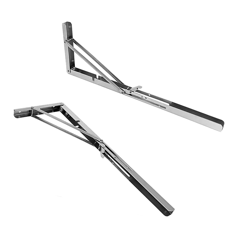 2x 20’’ Stainless Steel Folding Table Bracket Shelf Bench 50kg Load Heavy Duty - Furniture > Office