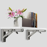 2x 20’’ Stainless Steel Folding Table Bracket Shelf Bench 50kg Load Heavy Duty - Furniture > Office