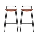 2x Artiss Bar Stools Kitchen Counter Stools Metal Brown - Furniture > Bar Stools & Chairs > Table & Bar Stools