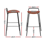 2x Artiss Bar Stools Kitchen Counter Stools Metal Brown - Furniture > Bar Stools & Chairs > Table & Bar Stools