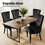 2x Artiss Dining Chairs Velvet French Provincial Armchair Black - Furniture > Bar Stools & Chairs > Arm Chairs &